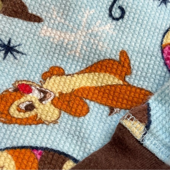 Y2K Disney Chip and Dale Blue Thermal Jogger Sleep Pajama Set 2pc XS - Picture 7 of 7